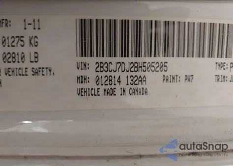 2011 Dodge Challenger Srt8 z USA, uszkodzony, nr VIN 2B3CJ7DJ2BH505205